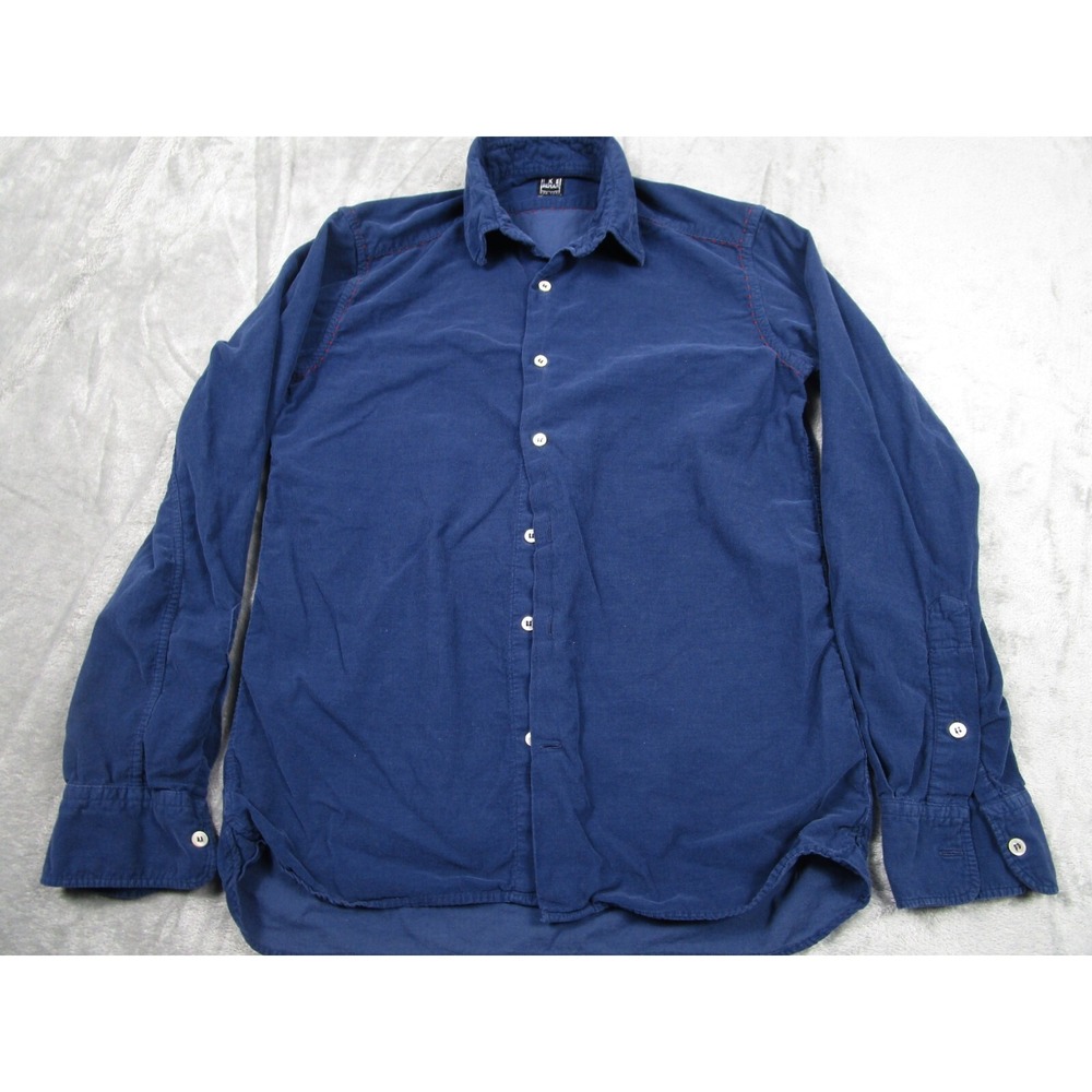 Ike Behar‎ Shirt Mens Small Blue Corduroy Button Up Preppy Cotton Italy
